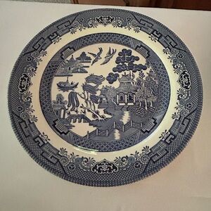 3 Churchill English Blue and White Plates - Classic Willow